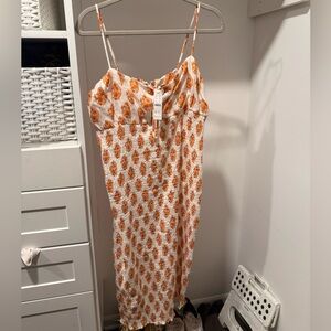 J.Crew NWT Orange Floral Smocked Midi Dress Size 12